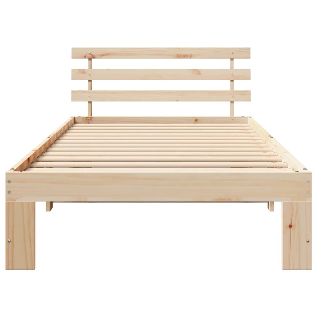 Rám Postele S Čelo Přírodní 90 X 190 Cm Masivní Borové Dřevo