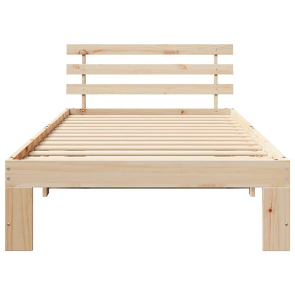 Rám Postele S Čelo Přírodní 75 X 190 Cm Masivní Borové Dřevo