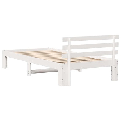 Rám Postele S Čelo Bílá 75 X 190 Cm Masivní Borové Dřevo