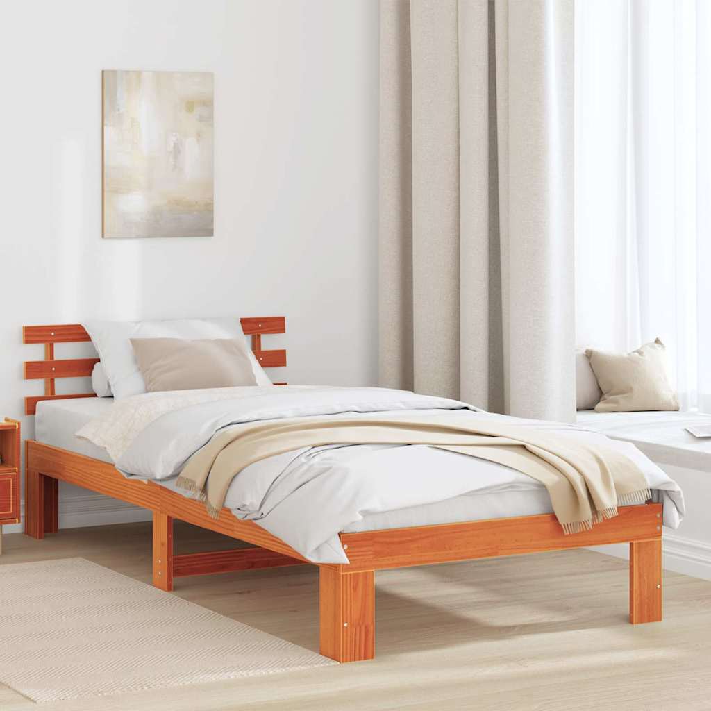 Rám Postele Voskově Hnědá 75 X 190 Cm Masivní Borové Dřevo