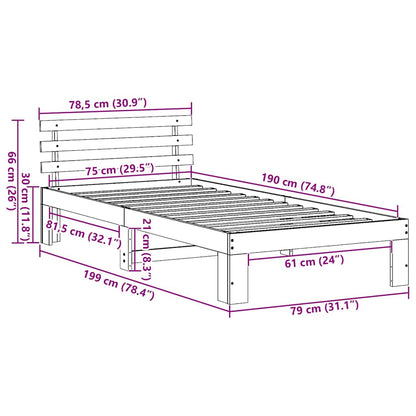 Rám Postele Voskově Hnědá 75 X 190 Cm Masivní Borové Dřevo