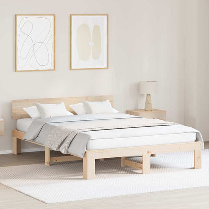 Rám Postele S Čelo Přírodní 160 X 200 Cm Masivní Borové Dřevo