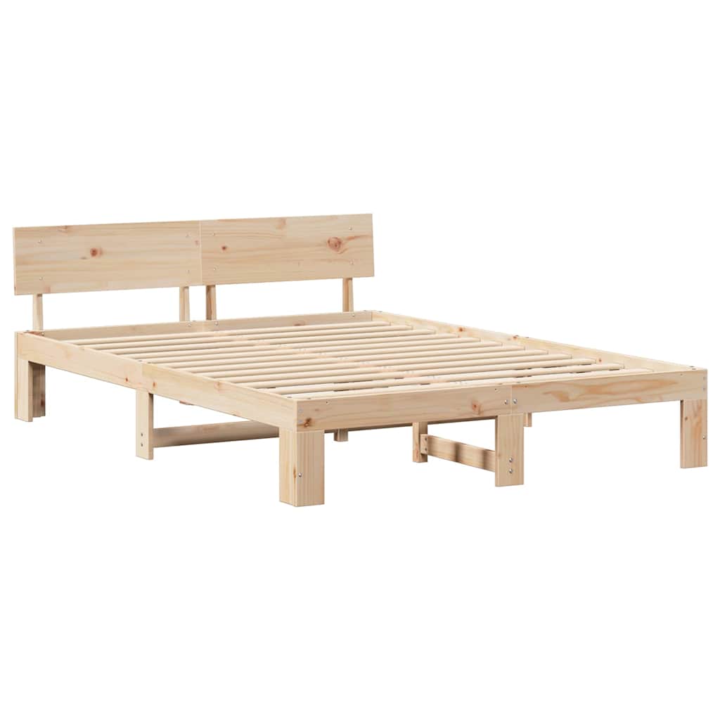 Rám Postele S Čelo Přírodní 160 X 200 Cm Masivní Borové Dřevo