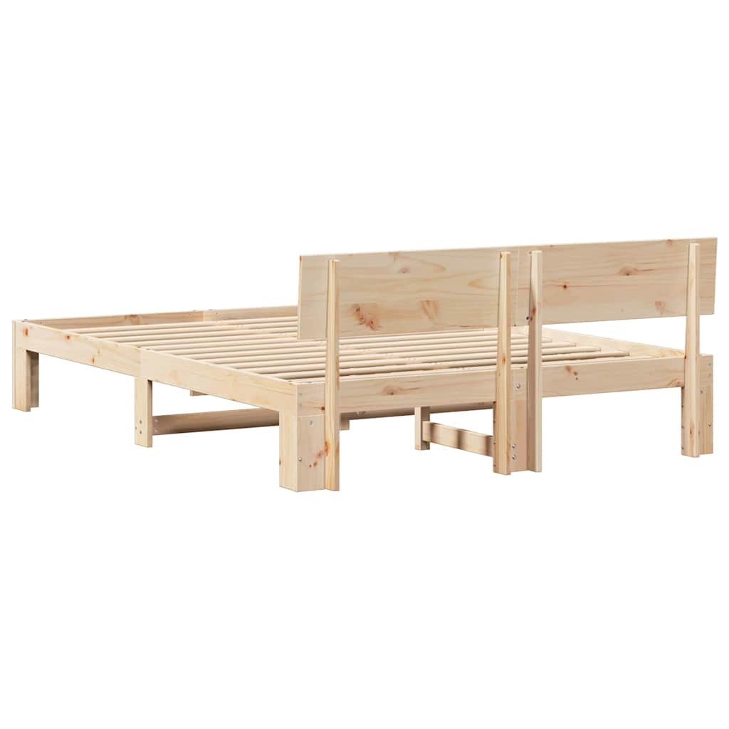 Rám Postele S Čelo Přírodní 160 X 200 Cm Masivní Borové Dřevo