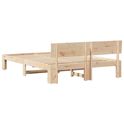 Rám Postele S Čelo Přírodní 160 X 200 Cm Masivní Borové Dřevo