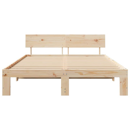 Rám Postele S Čelo Přírodní 160 X 200 Cm Masivní Borové Dřevo