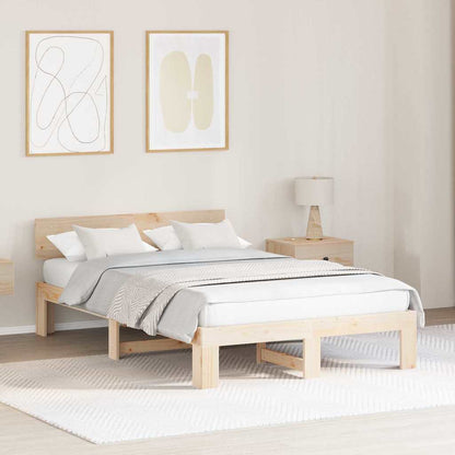 Rám Postele S Čelo Přírodní 120 X 200 Cm Masivní Borové Dřevo