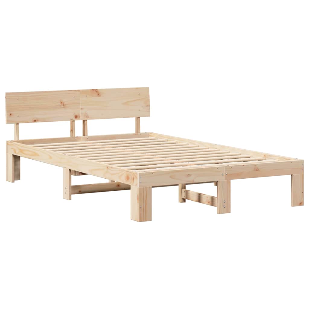 Rám Postele S Čelo Přírodní 120 X 200 Cm Masivní Borové Dřevo
