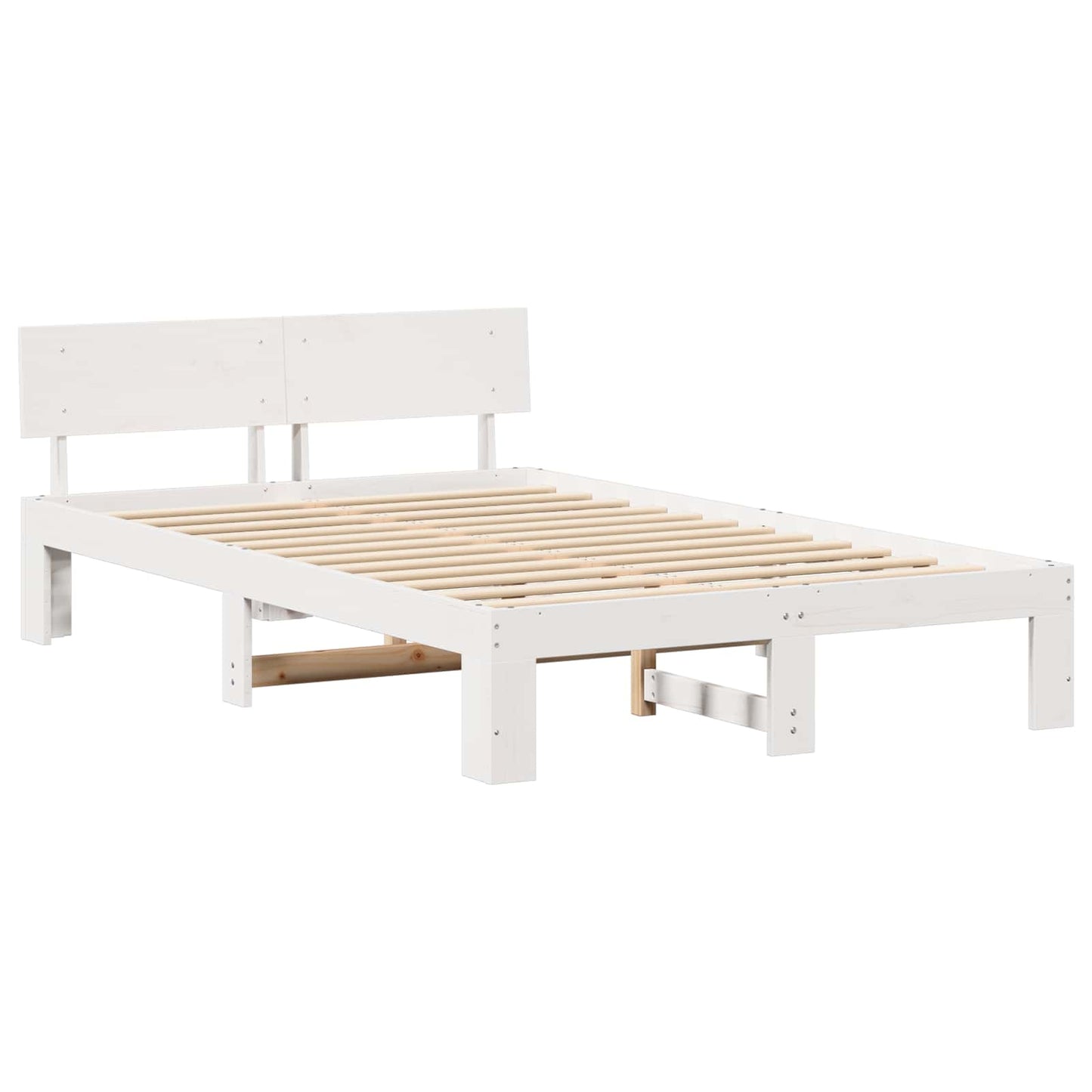 Rám Postele S Čelo Bílá 120 X 200 Cm Masivní Borové Dřevo