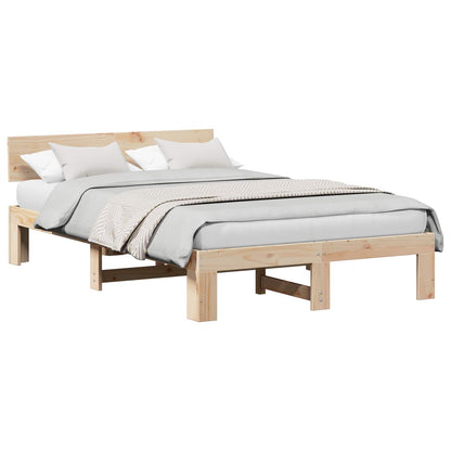 Rám Postele S Čelo Přírodní 140 X 190 Cm Masivní Borové Dřevo