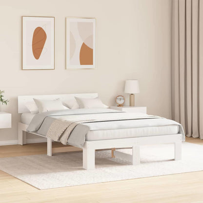 Rám Postele S Čelo Bílá 140 X 190 Cm Masivní Borové Dřevo