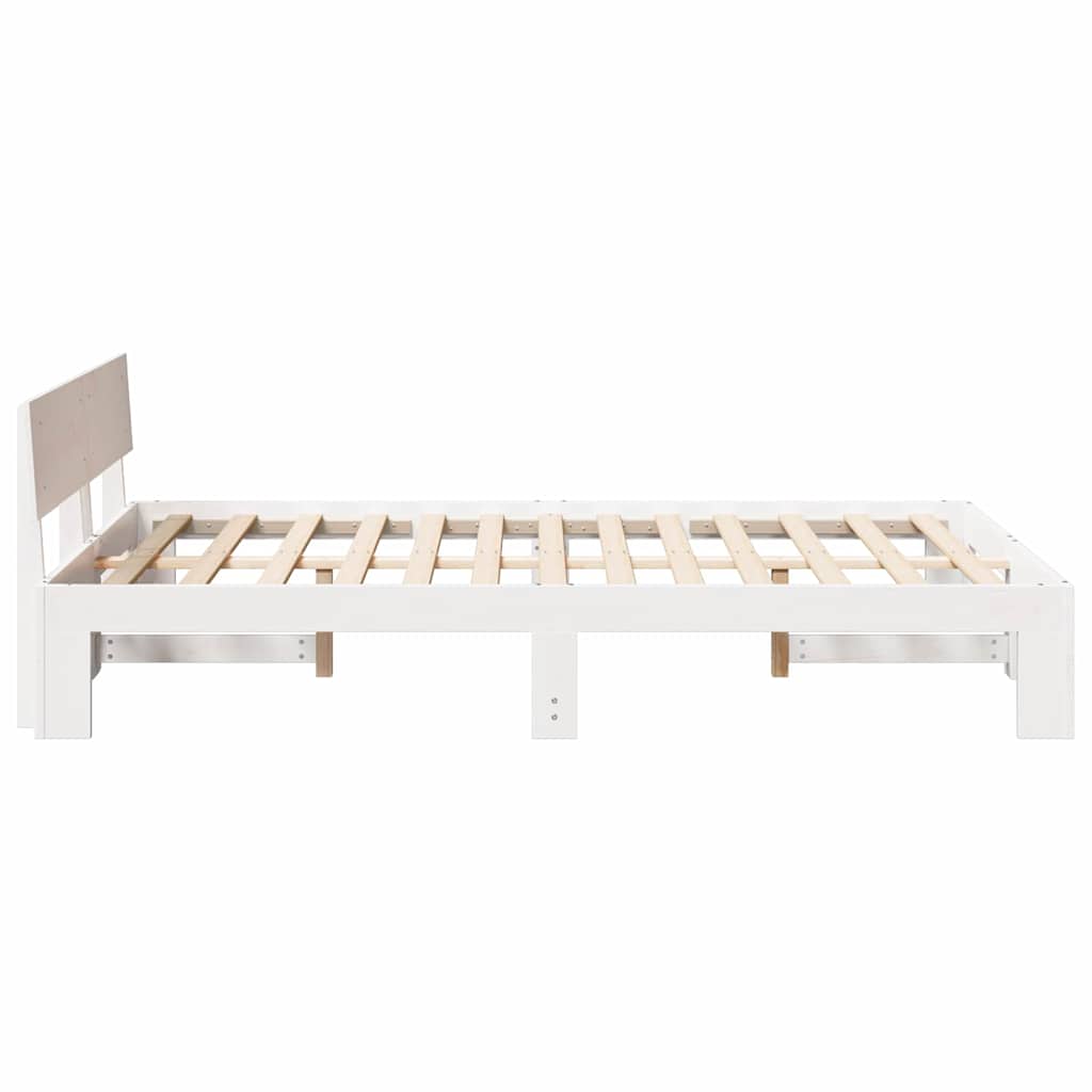 Rám Postele S Čelo Bílá 140 X 190 Cm Masivní Borové Dřevo