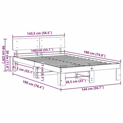 Rám Postele Voskově Hnědá 140 X 190 Cm Masivní Borové Dřevo