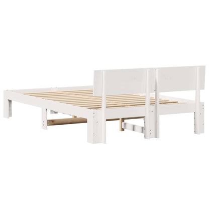 Rám Postele S Čelo Bílá 135 X 190 Cm Masivní Borové Dřevo