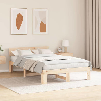 Rám Postele S Čelo Přírodní 120 X 190 Cm Masivní Borové Dřevo