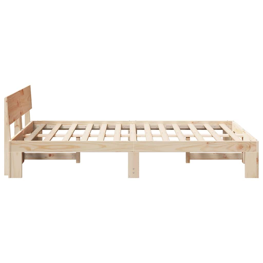 Rám Postele S Čelo Přírodní 120 X 190 Cm Masivní Borové Dřevo
