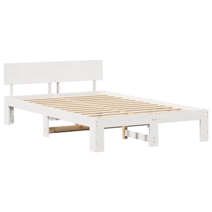 Rám Postele S Čelo Bílá 120 X 190 Cm Masivní Borové Dřevo