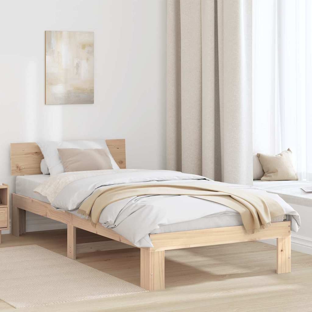 Rám Postele S Čelo Přírodní 100 X 200 Cm Masivní Borové Dřevo