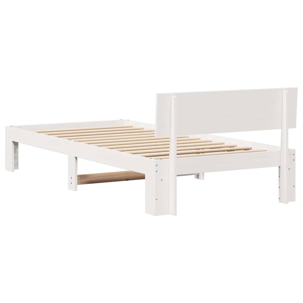 Rám Postele S Čelo Bílá 100 X 200 Cm Masivní Borové Dřevo