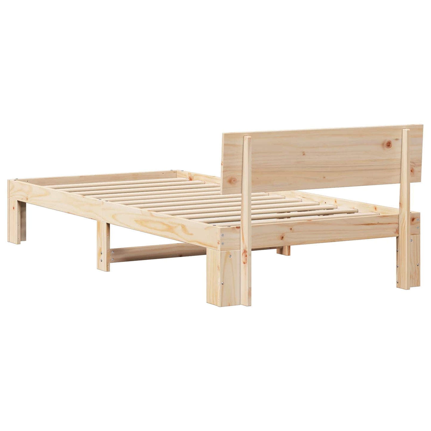 Rám Postele S Čelo Přírodní 90 X 200 Cm Masivní Borové Dřevo