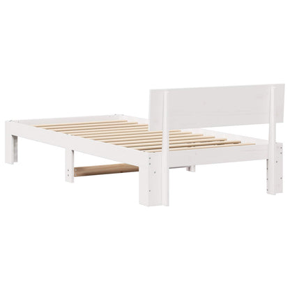 Rám Postele S Čelo Bílá 90 X 200 Cm Masivní Borové Dřevo