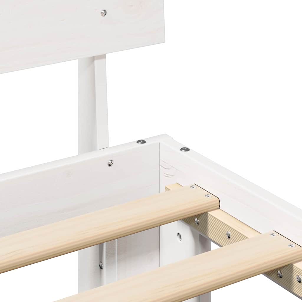 Rám Postele S Čelo Bílá 80 X 200 Cm Masivní Borové Dřevo