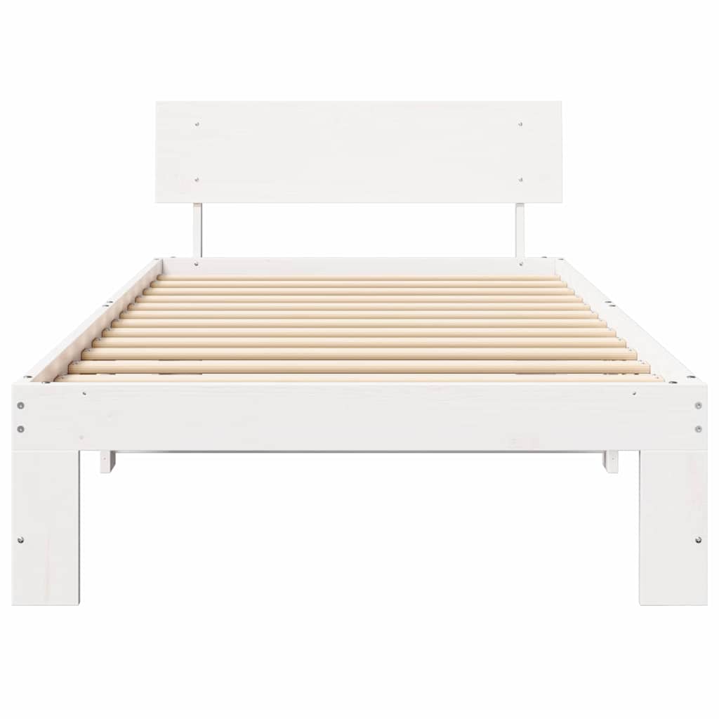 Rám Postele S Čelo Bílá 80 X 200 Cm Masivní Borové Dřevo