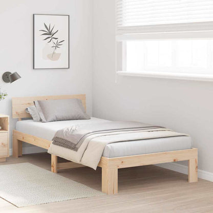 Rám Postele S Čelo Přírodní 90 X 190 Cm Masivní Borové Dřevo