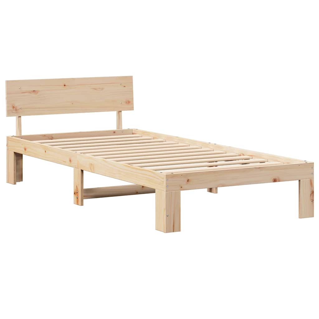 Rám Postele S Čelo Přírodní 90 X 190 Cm Masivní Borové Dřevo