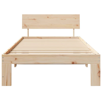 Rám Postele S Čelo Přírodní 90 X 190 Cm Masivní Borové Dřevo