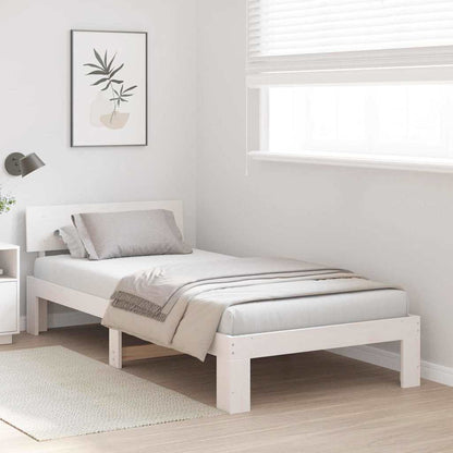Rám Postele S Čelo Bílá 90 X 190 Cm Masivní Borové Dřevo