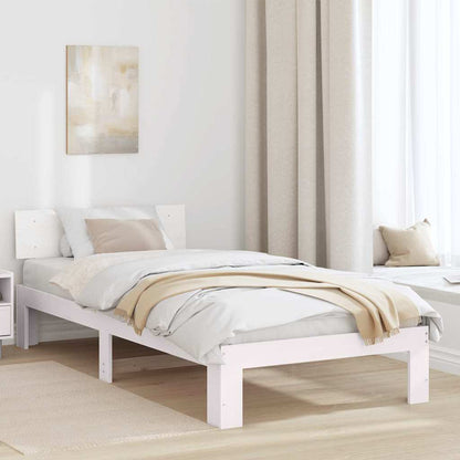 Rám Postele S Čelo Bílá 75 X 190 Cm Masivní Borové Dřevo
