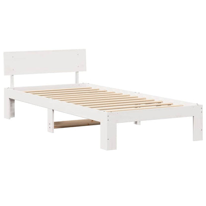Rám Postele S Čelo Bílá 75 X 190 Cm Masivní Borové Dřevo