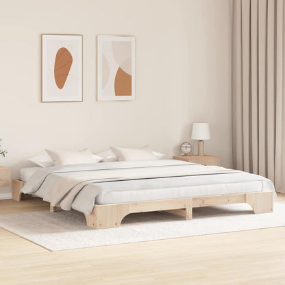 Rám Postele Přírodní 200 X 200 Cm Masivní Borové Dřevo