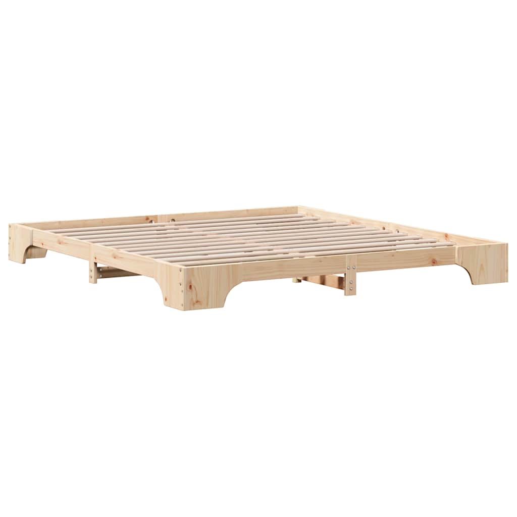 Rám Postele Přírodní 200 X 200 Cm Masivní Borové Dřevo