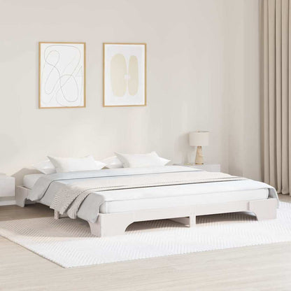 Rám Postele Bílá 200 X 200 Cm Masivní Borové Dřevo