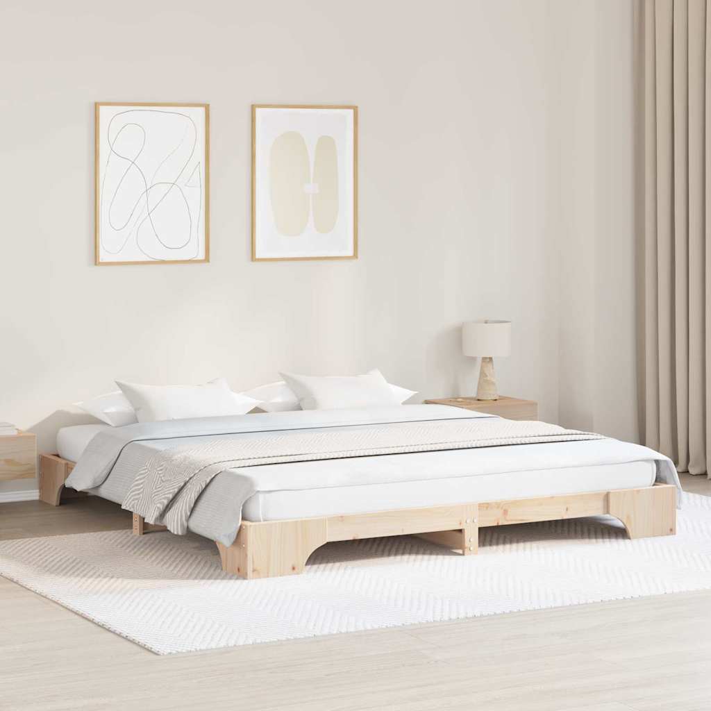 Rám Postele Přírodní 180 X 200 Cm Masivní Borové Dřevo