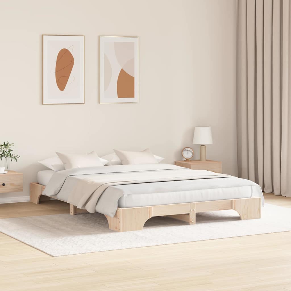 Rám Postele Přírodní 160 X 200 Cm Masivní Borové Dřevo