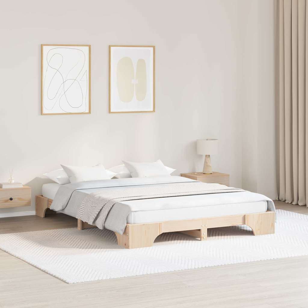 Rám Postele Přírodní 140 X 200 Cm Masivní Borové Dřevo