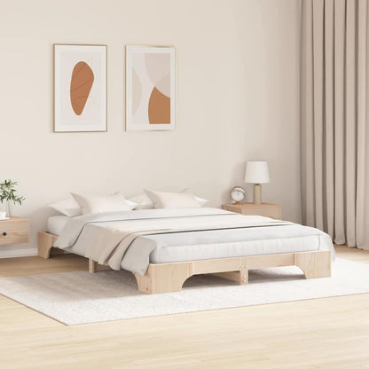 Rám Postele Přírodní 140 X 200 Cm Masivní Borové Dřevo
