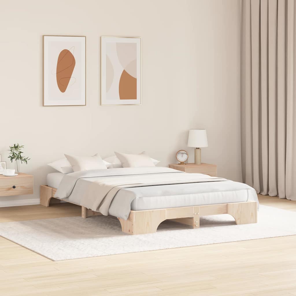 Rám Postele Přírodní 120 X 200 Cm Masivní Borové Dřevo
