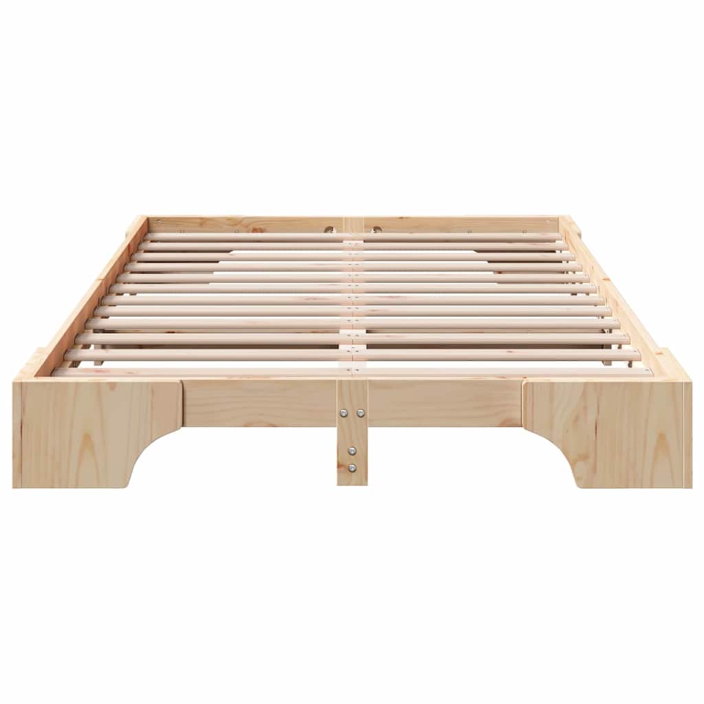 Rám Postele Přírodní 140 X 190 Cm Masivní Borové Dřevo