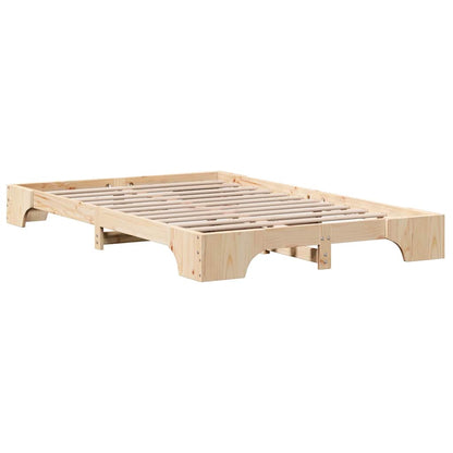 Rám Postele Přírodní 135 X 190 Cm Masivní Borové Dřevo