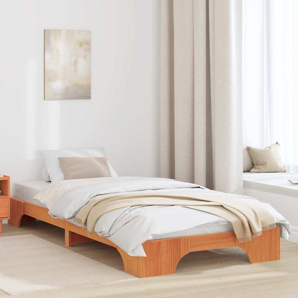 Rám Postele Voskově Hnědá 100 X 200 Cm Masivní Borové Dřevo