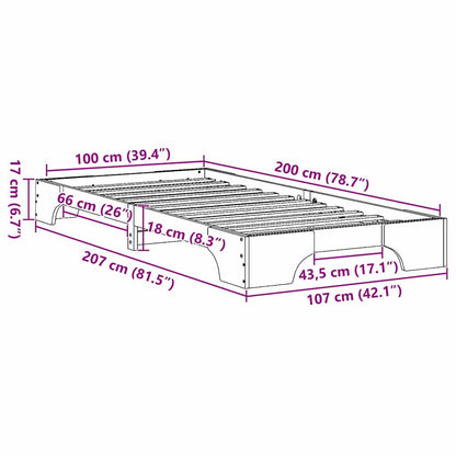 Rám Postele Voskově Hnědá 100 X 200 Cm Masivní Borové Dřevo