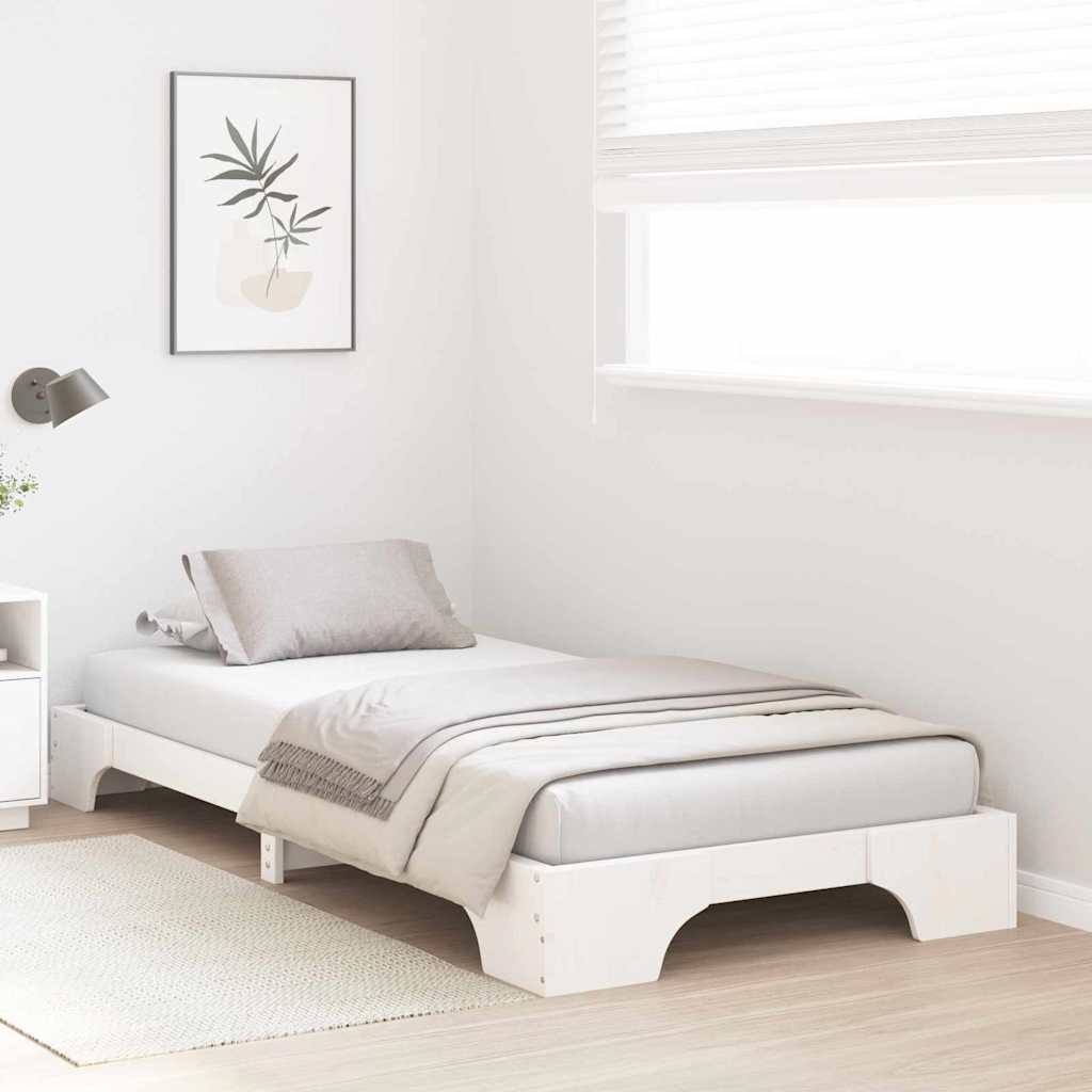 Rám Postele Bílá 90 X 190 Cm Masivní Borové Dřevo