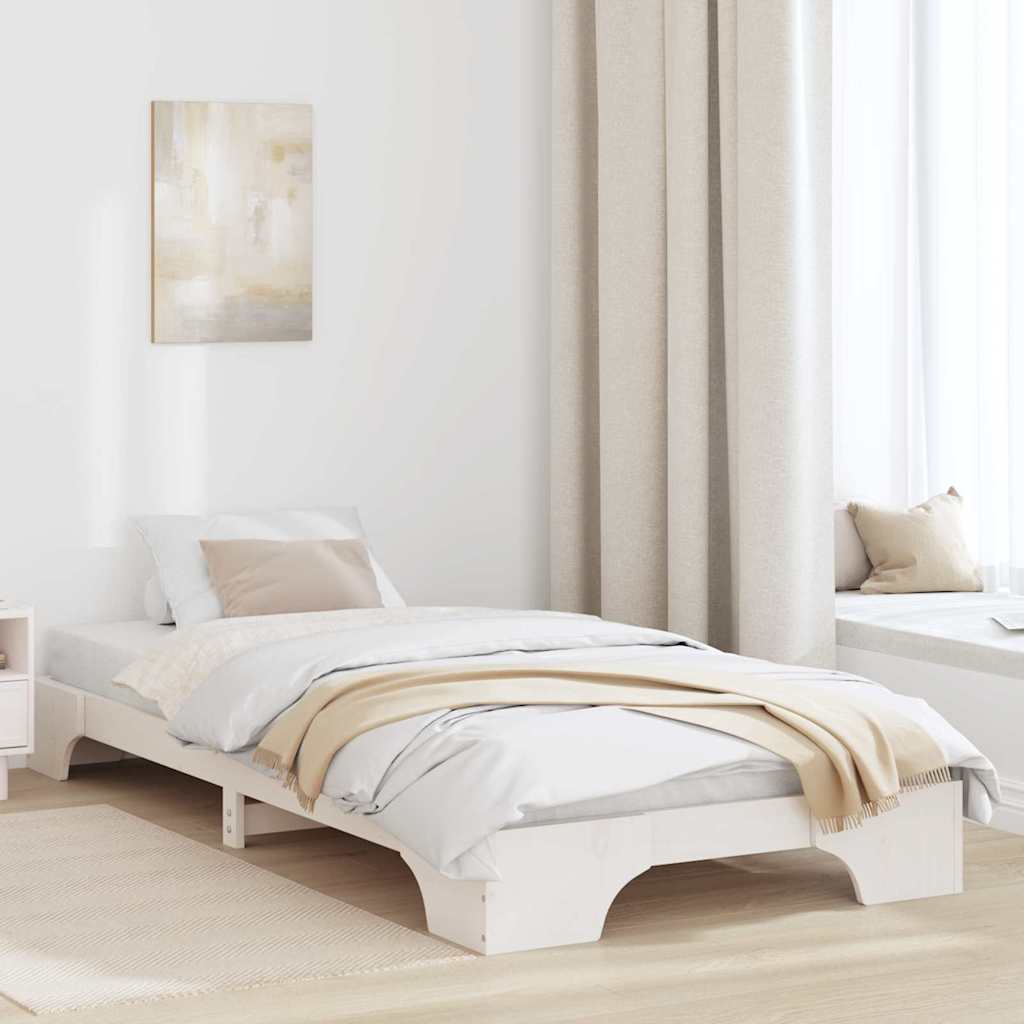 Rám Postele Bílá 75 X 190 Cm Masivní Borové Dřevo