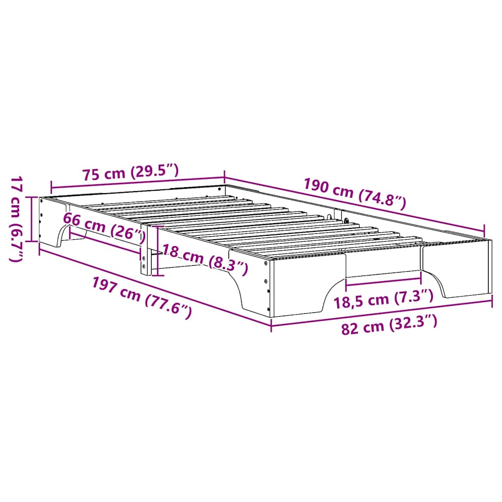 Rám Postele Voskově Hnědá 75 X 190 Cm Masivní Borové Dřevo