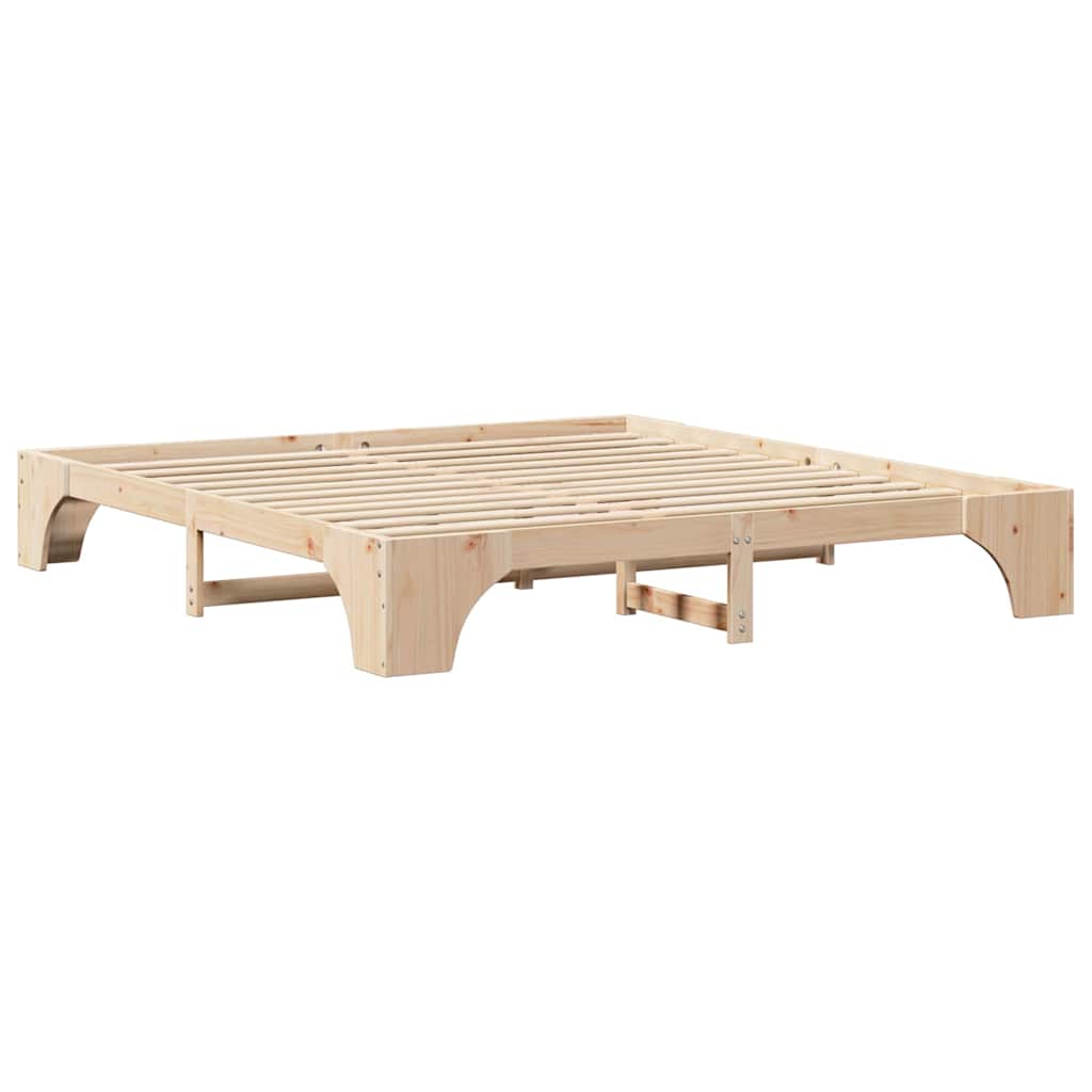 Rám Postele Přírodní 200 X 200 Cm Masivní Borové Dřevo