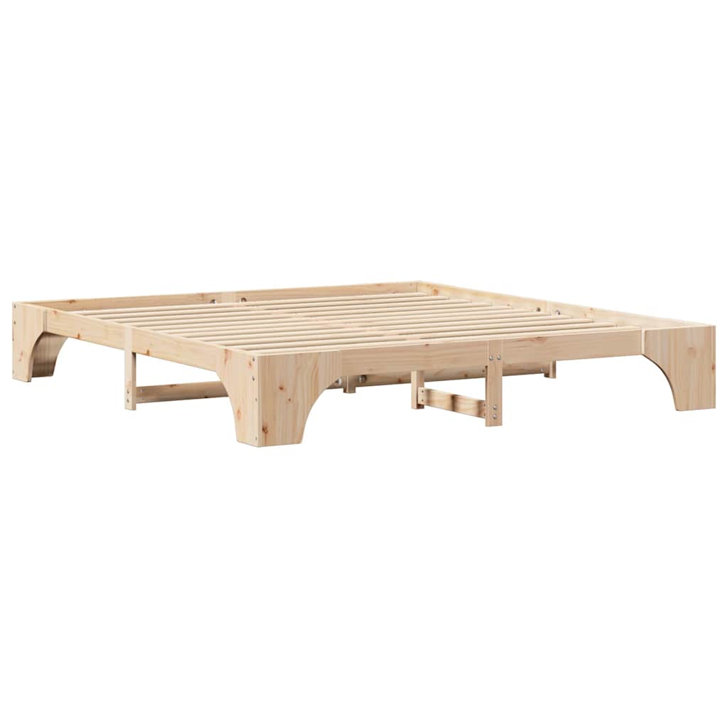 Rám Postele Přírodní 200 X 200 Cm Masivní Borové Dřevo